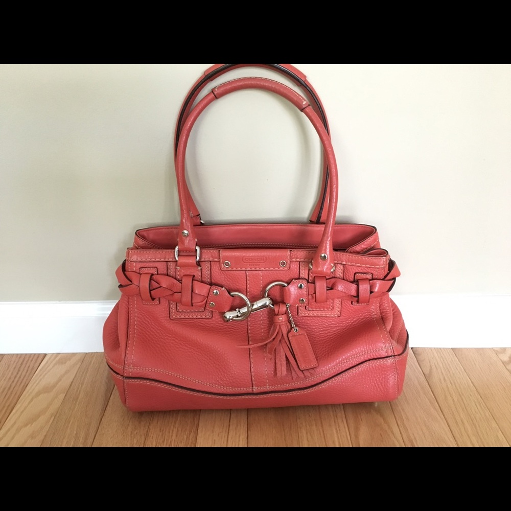 Coach Coral Leather Shoulder Tote